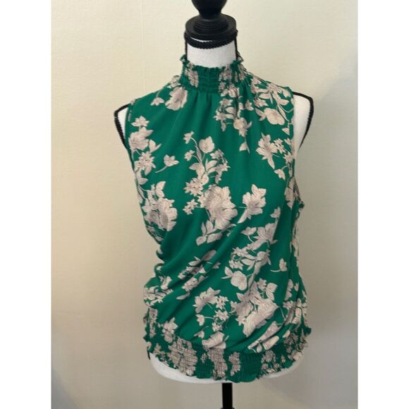 Sienna Sky Green Floral Sleeveless Ruffle top - Picture 1 of 5